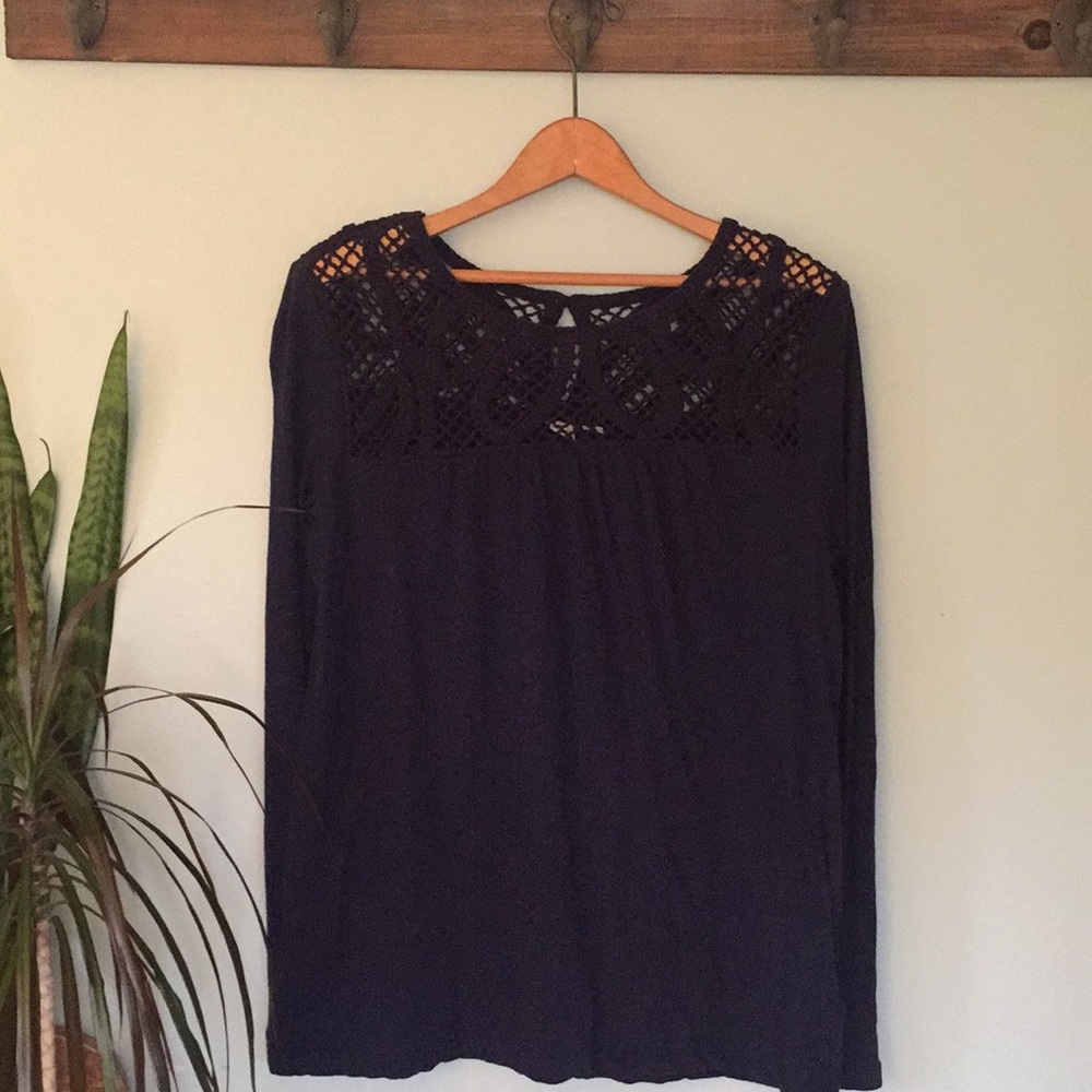 GAP navy blue long sleeve comfy braided cord top